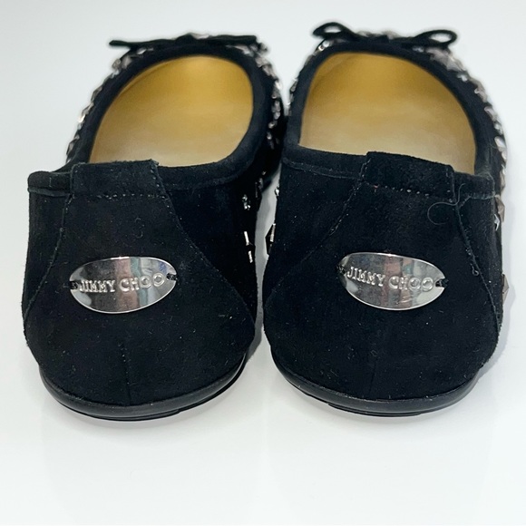 Jimmy Choo Willow Ballet Flat Black Suede Star Studded Size 37 - Picture 11 of 16